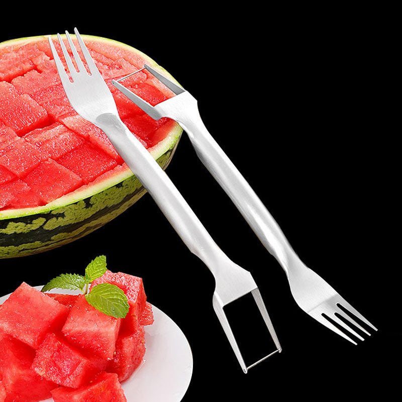 2 In 1 Watermelon Fork Slicer Multi-purpose Stainless Steel Watermelon Slicer