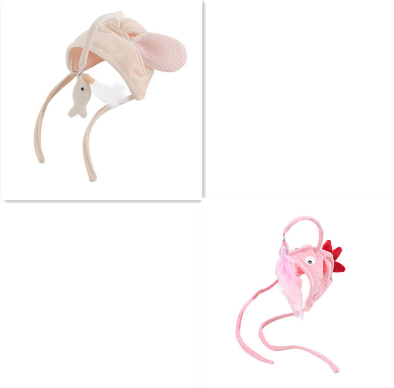 New Head Wearing Feather Funny Cat Stick