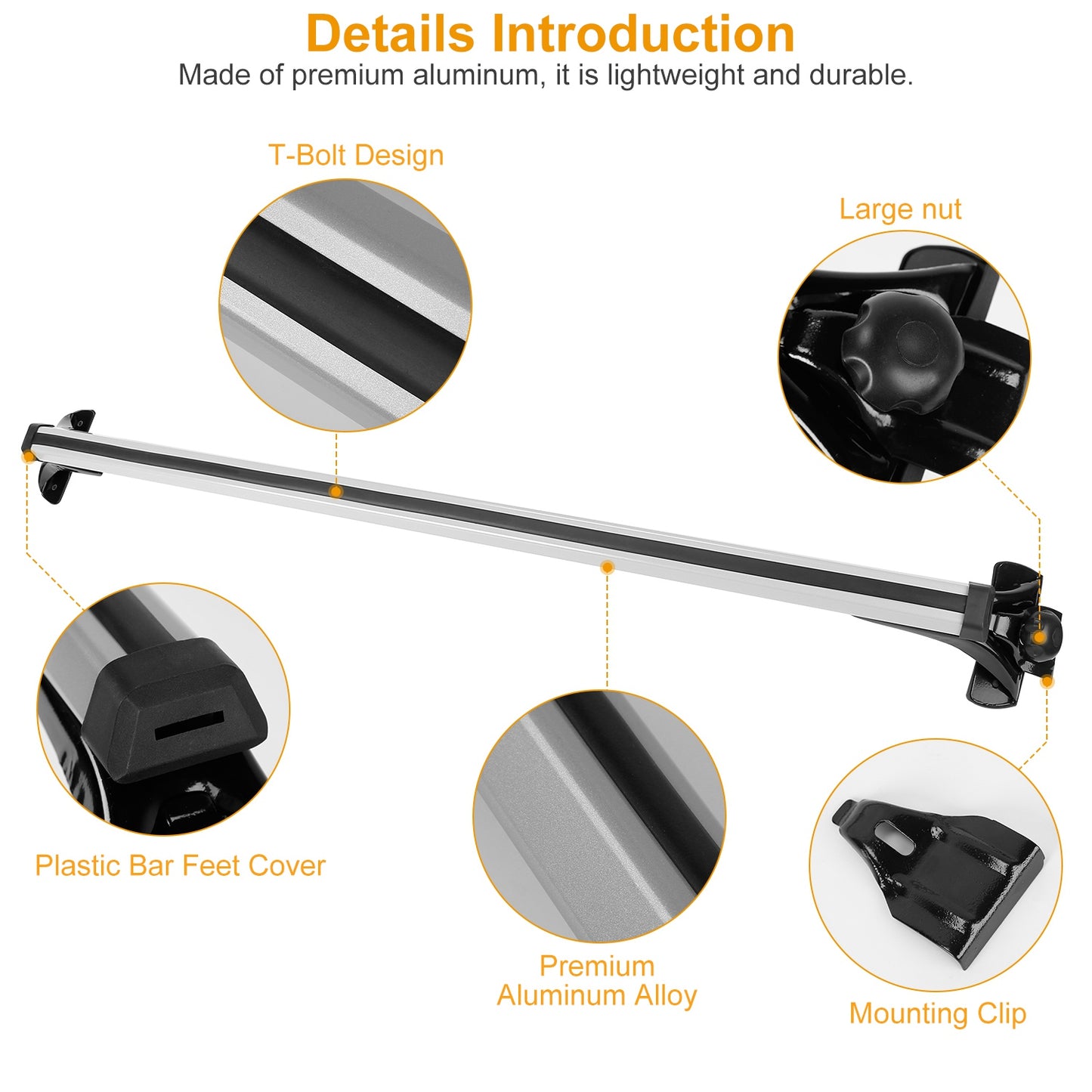 47.24in Universal Top Roof Rack Cross Bar Cargo Carrier