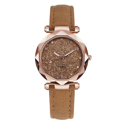 Casual Women Romantic Starry Sky Wrist Watch Leather