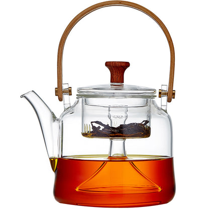 Japanese Style Glass Bamboo Handle Teapot Kettle