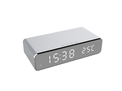 LED Electric Alarm Clock With Wireless Charger Desktop Digital