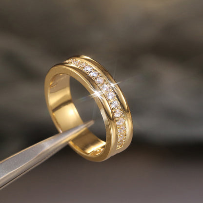Simple Golden Sliver Rhinestones Ring Fashion