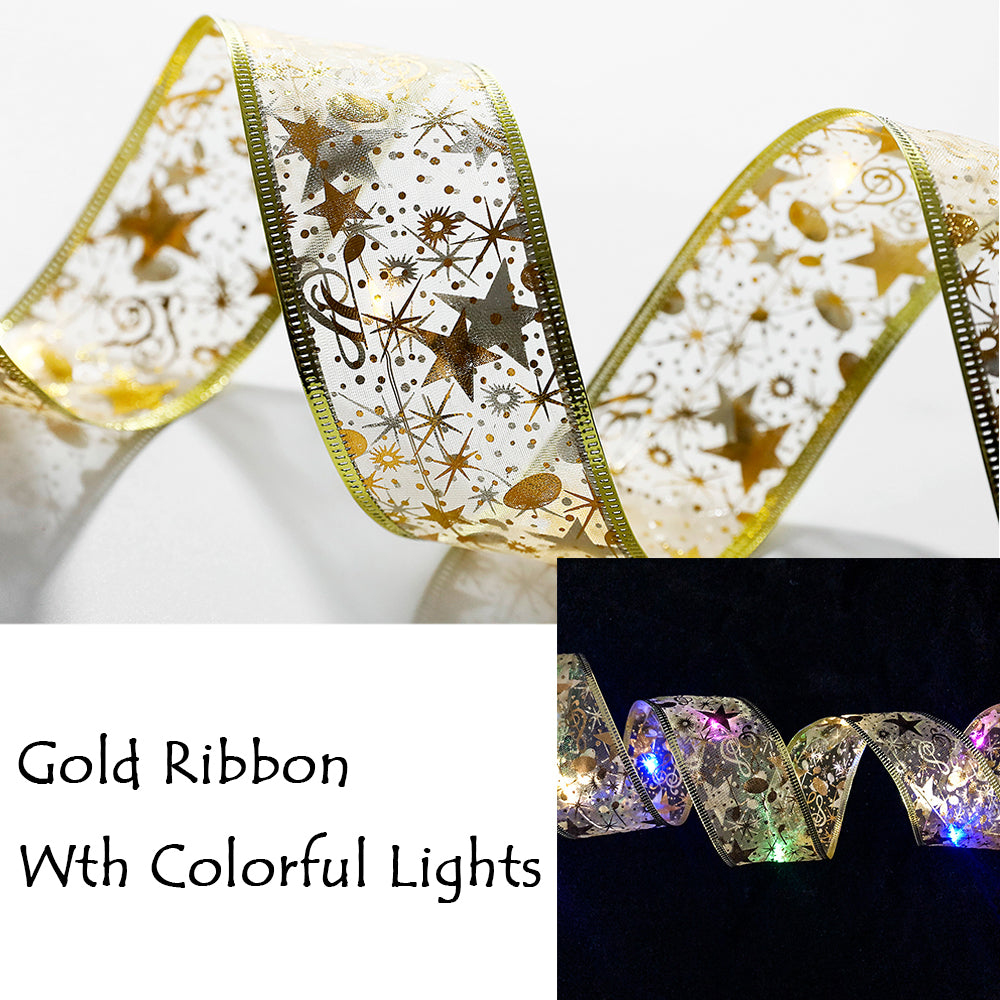 6LED Lights Gilding Double Ribbons  Christmas Tree