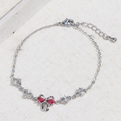 Sweet Bow Heart Rhinestone Bracelet Y2K Ins