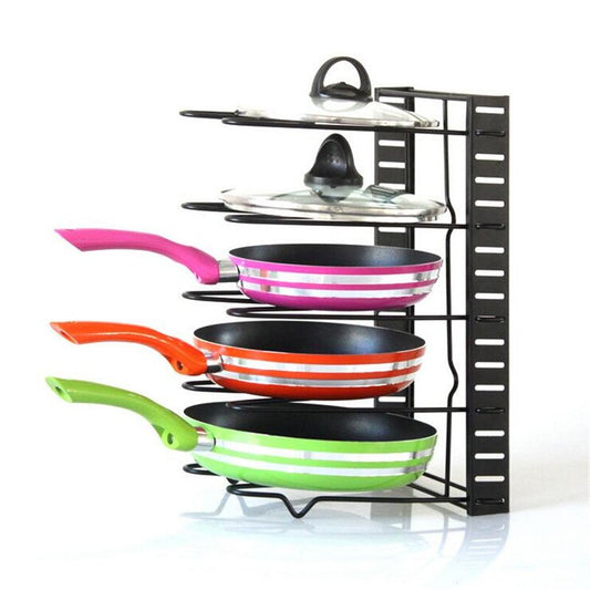 Multi-Layer Extendable Metal Pot Shelf Rack Pan Kitchen Accessory Adjustable Stand Holder