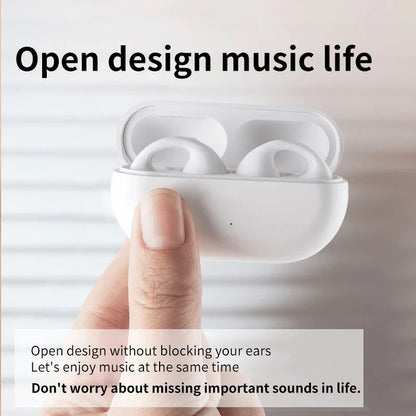 Wireless Ear Clip Bone Conduction Headphones Black Bluetooth Earphones