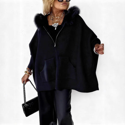 Ins Plush Hooded Cardigan Fashion Warm Pockets Zip-up Knitted