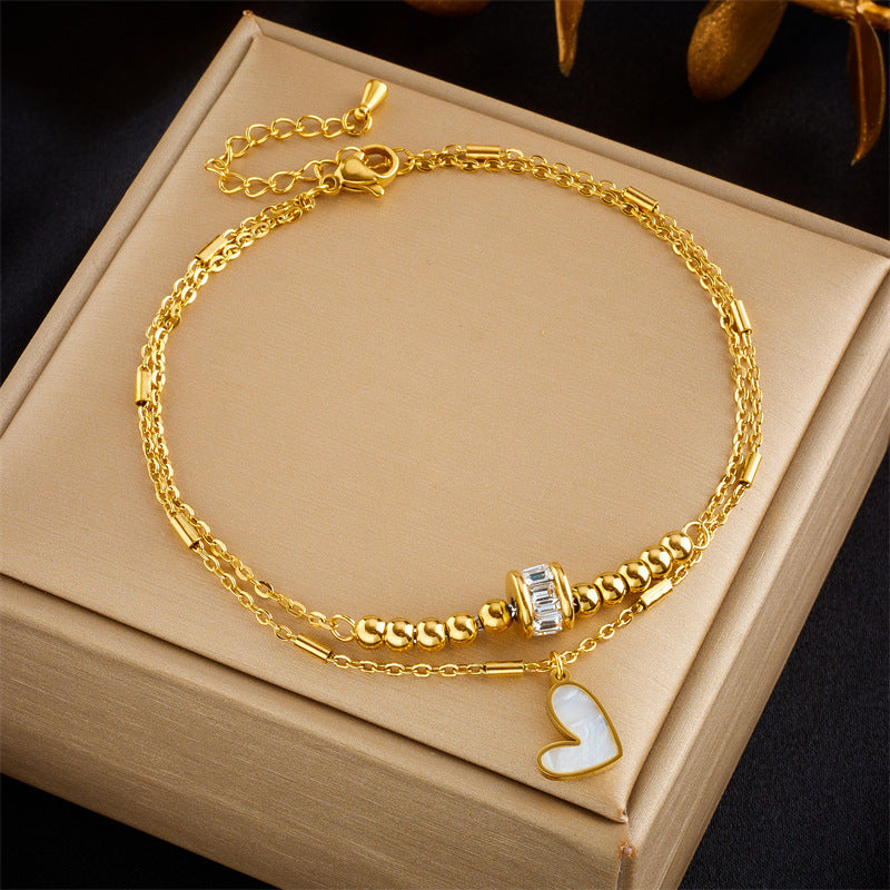 Fashion Jewelry Boho Classic Love Heart Ankle Chain Double