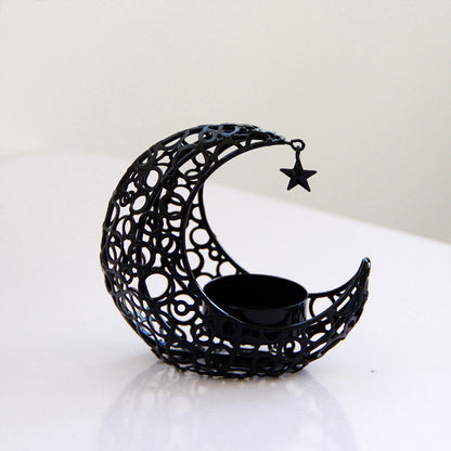 Light Luxury Crescent Moon Star Moon Black Gold Metal