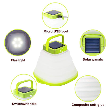 Collapsible Camping Light IP68 Waterproof Solar Foldable Lantern Solar