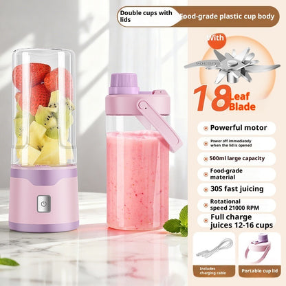 Multifunctional Rechargeable Electric USB Juicer Cup Double Cup