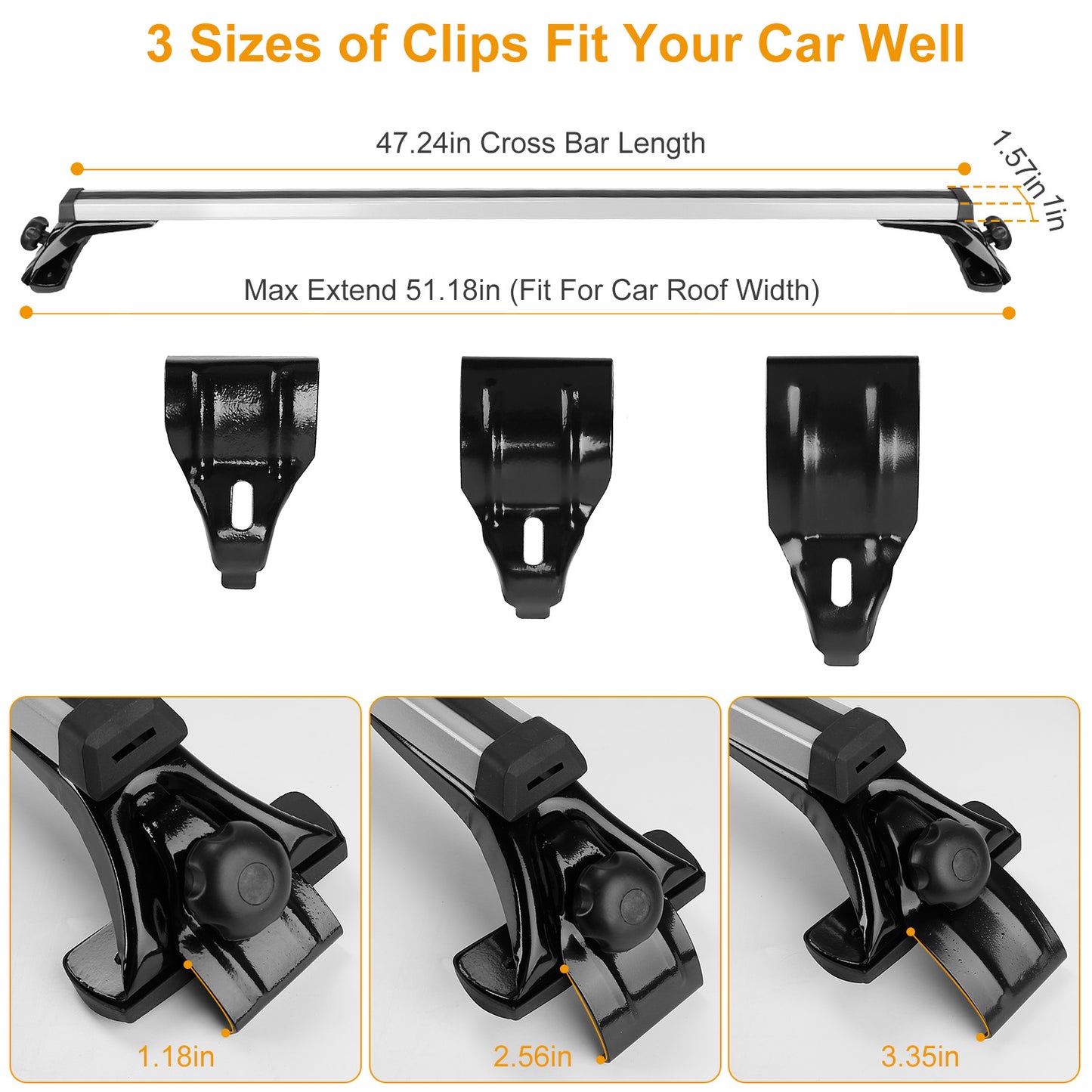 47.24in Universal Top Roof Rack Cross Bar Cargo Carrier