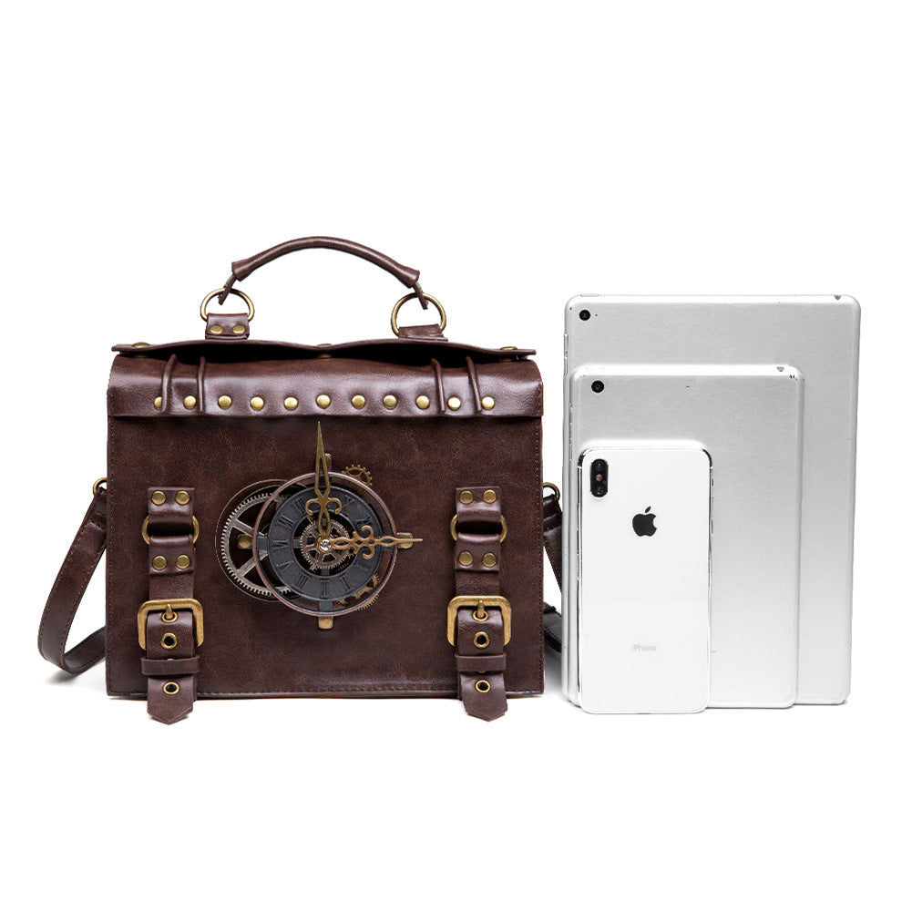 Steampunk industrial retro style shoulder bag