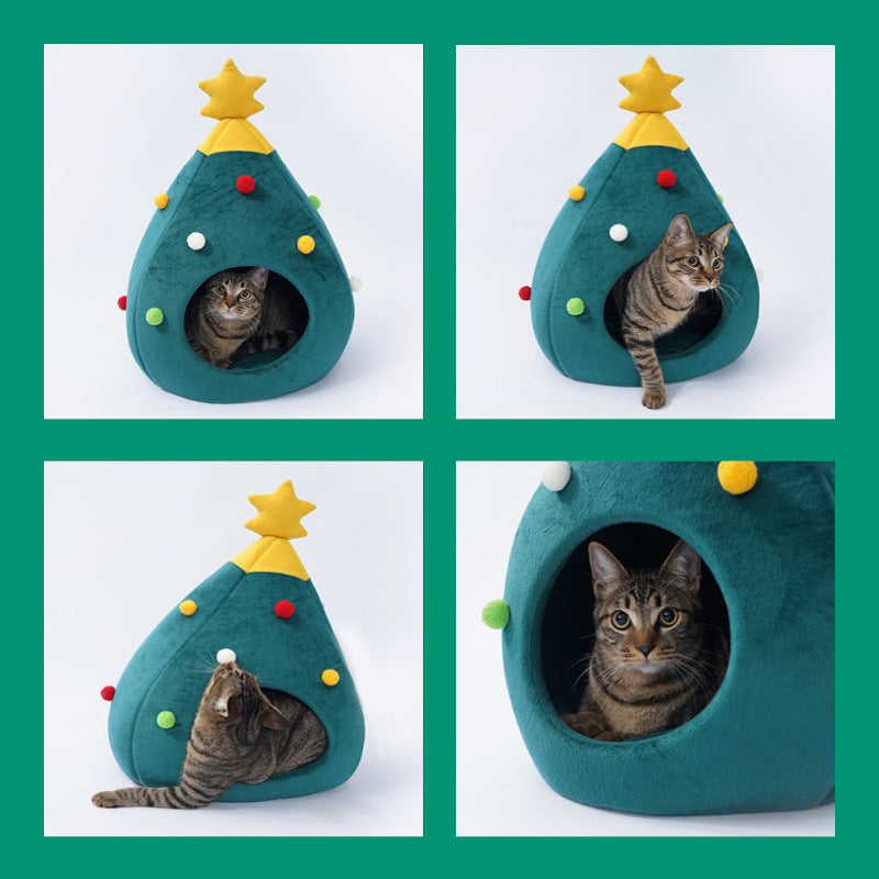 Christmas Tree Pet Bed Winter Warm Pet Nest