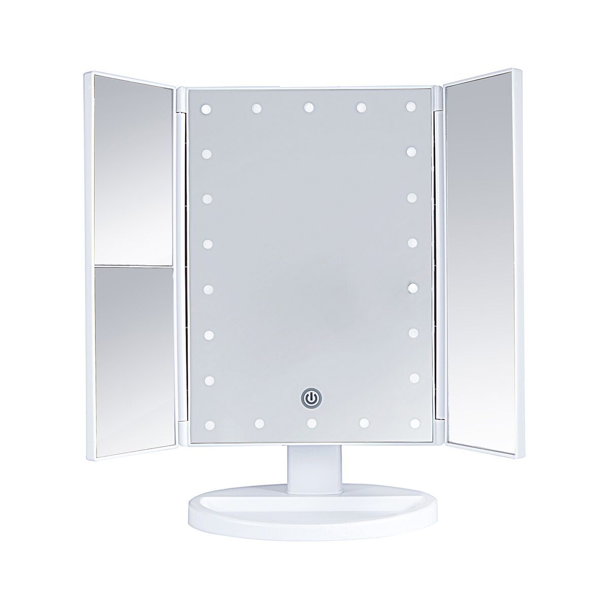 Three-sided Foldable Magnifying Desktop Makeup Mirror With Lamp