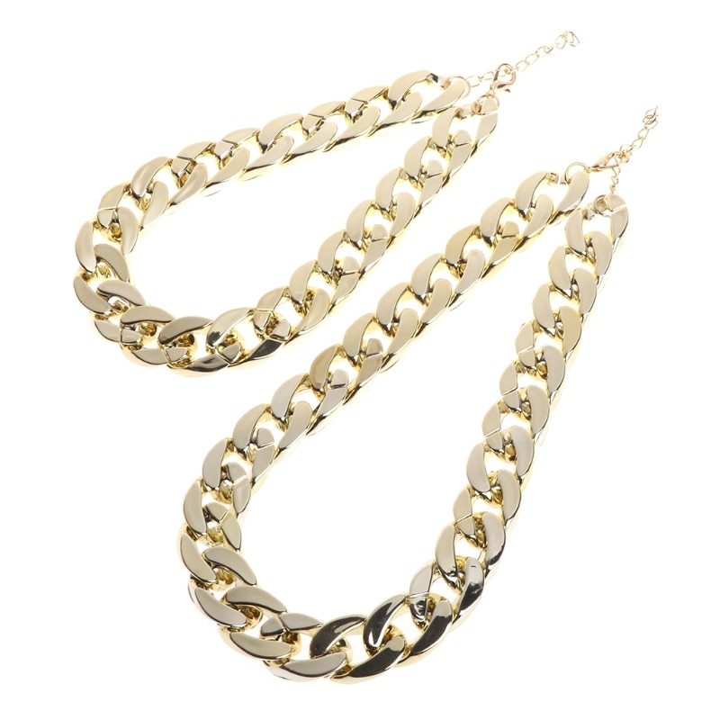 Pet Necklace Thick Gold Chain Plated Plastic Identified Safety Collar Puppy Dogs