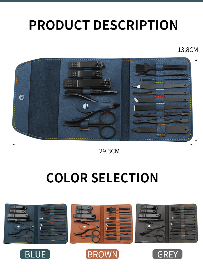 16pcs set Nail Clipper Cutter Trimmer Ear Pick Grooming Kit Manicure Set