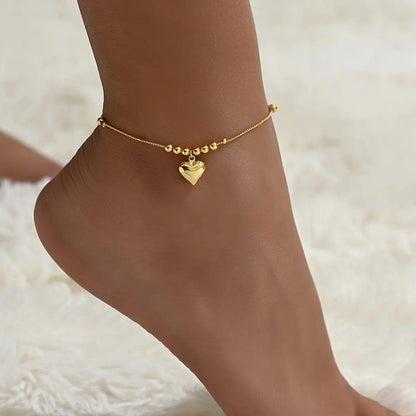 Gothic Gold Color Heart Pendant Anklet For Women