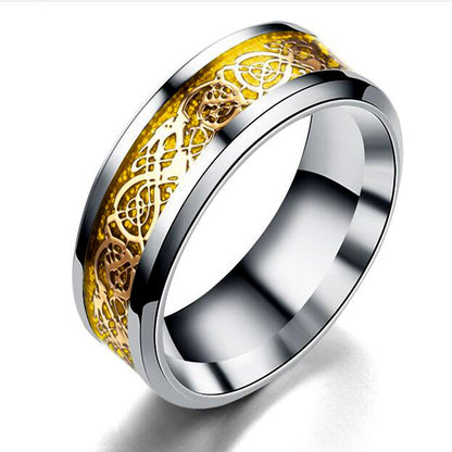 Stainless steel dragon pattern ring