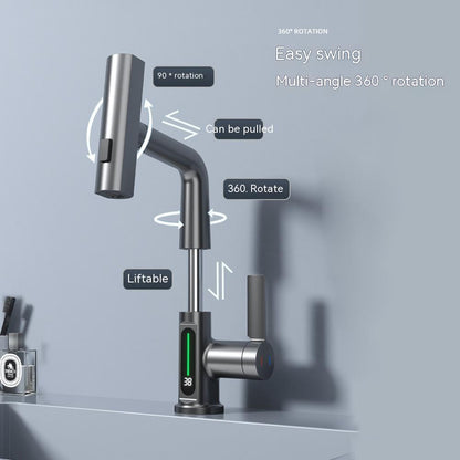 Intelligent Digital Display Faucet Pull-out Basin Faucet