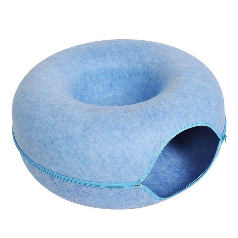 Donut Cat Tunnel Bed Pets House Natural Felt Pet Cat Cave