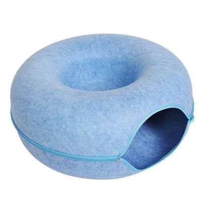 Donut Cat Tunnel Bed Pets House Natural Felt Pet Cat Cave
