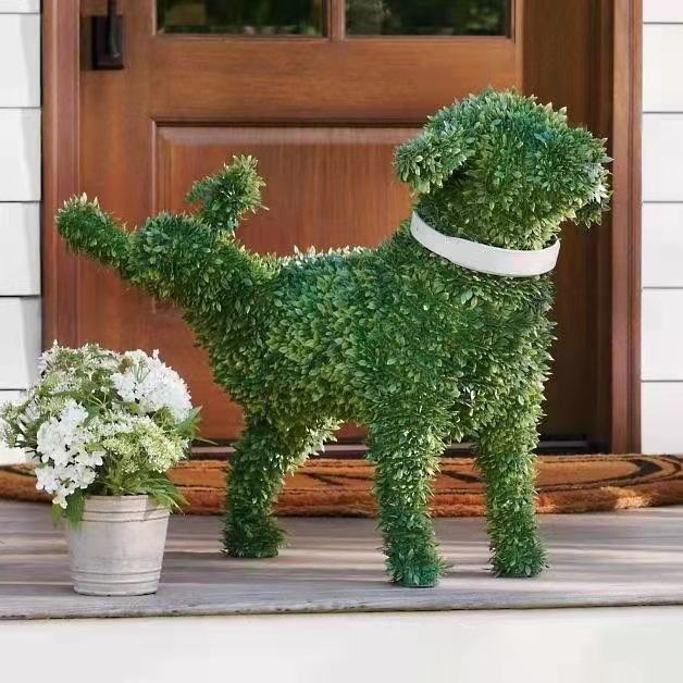 Decorative Peeing Dog in 4 Styles Green Artificial
