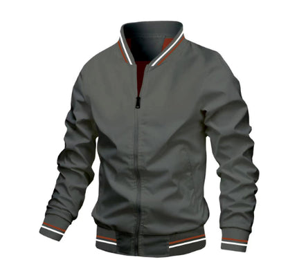 Men's Striped Zip-up Jacket With Pockets Fashion Casual