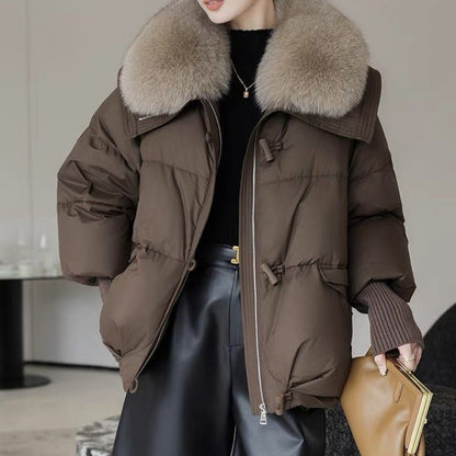 Down Cotton-padded Jacket Women's Short Fur Collar
