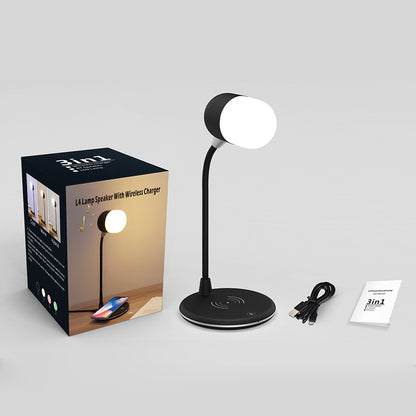 3 IN 1 Desk Lamp With Qi Wireless Charger 5W Bluetooth Speaker
