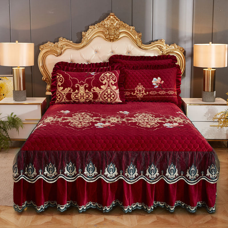 Single Piece Short Plush Bed Cover Bed