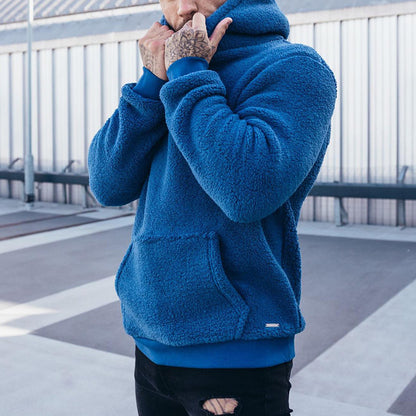 Men's Plush Hoodies Sweatshirt With Big Pocket Fashion