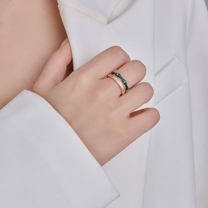 Zircon Bamboo Joint Open Ring Light Luxury Index Finger Ring