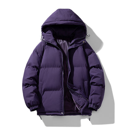 Men's Hoodie Coat Winter Fashion Solid ZIp-up Thickened Jacket