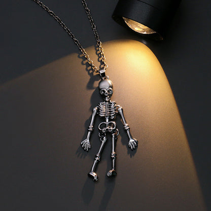 Dark Halloween Necklace Human Skeleton