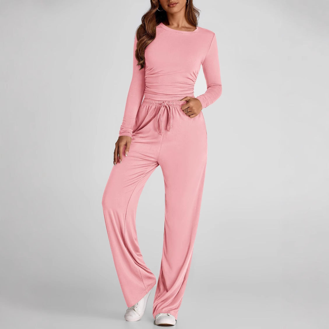 2 Pieces Women's Suit Autumn Winter Long Sleeve Tops High Waisted