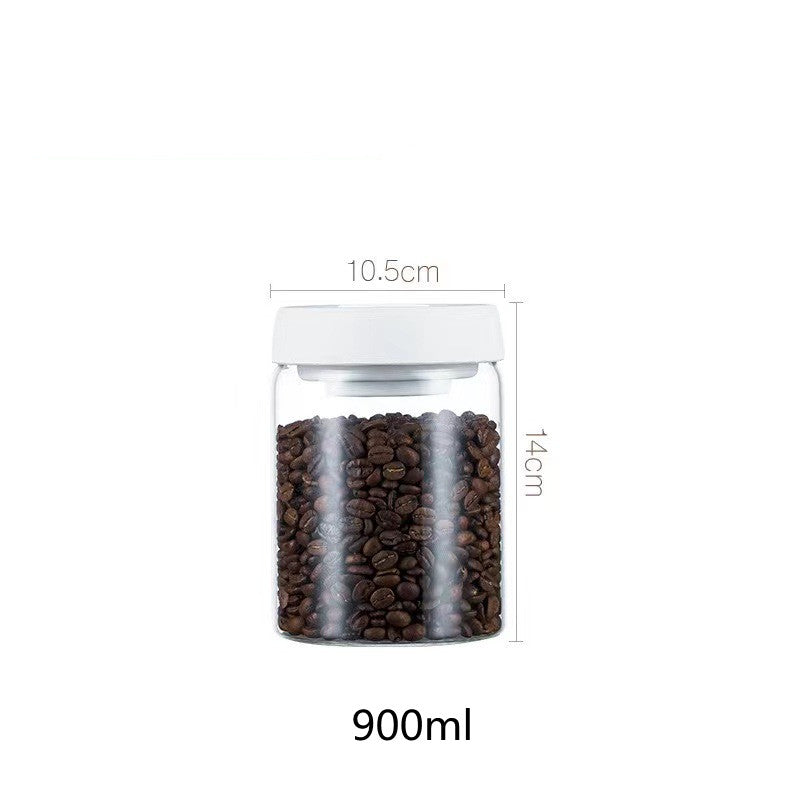Vacuum Sealed Jug Set Black Coffee Beans Glass Airtight