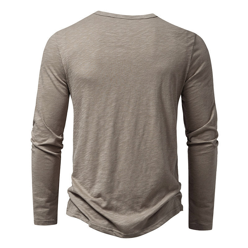 Men's Long-sleeved T-shirt Fashion Casual Solid Color Pullover