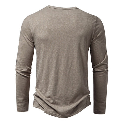 Men's Long-sleeved T-shirt Fashion Casual Solid Color Pullover