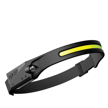 COB LED Induction Riding Headlamp Flashlight USB Rechargeable