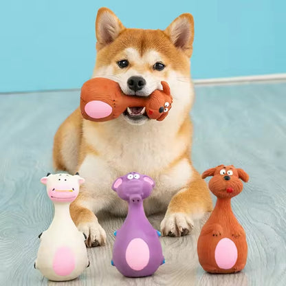4pcs Cute Latex Dog Chew Toys With Sound Interactive Biting Toys