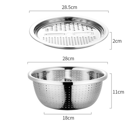 Stainless Steel Grater Plate Vegetable Cutter Rice Sieve Three-piece Set