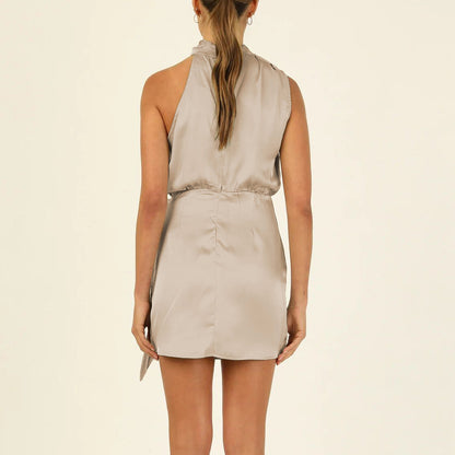 Elegant Halter Neck Dress Fashion Sleeveless For Evening Party