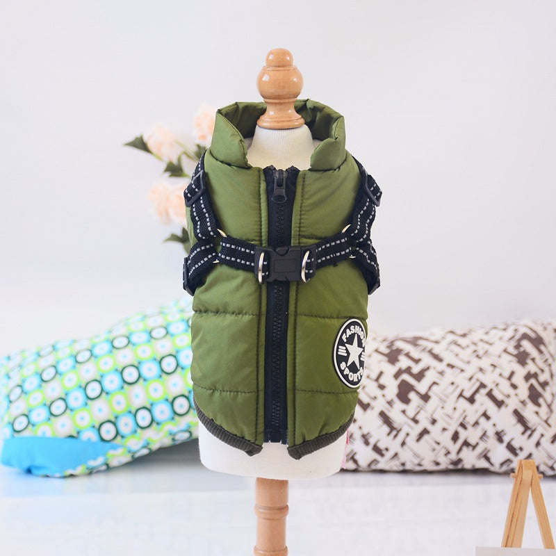 Waterproof Dog Clothes Winter Dog Coat With Harness Warm Pet Clothing