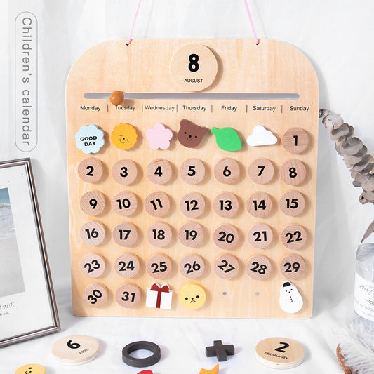 Children's Wooden Calendar Desktop Pendant