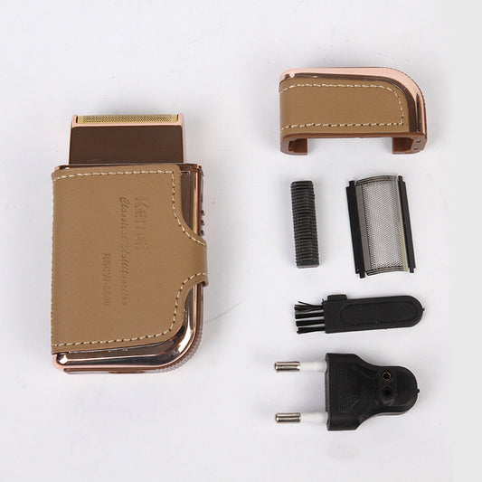 Double leather case electric shaver