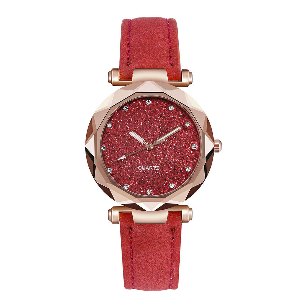 Casual Women Romantic Starry Sky Wrist Watch Leather