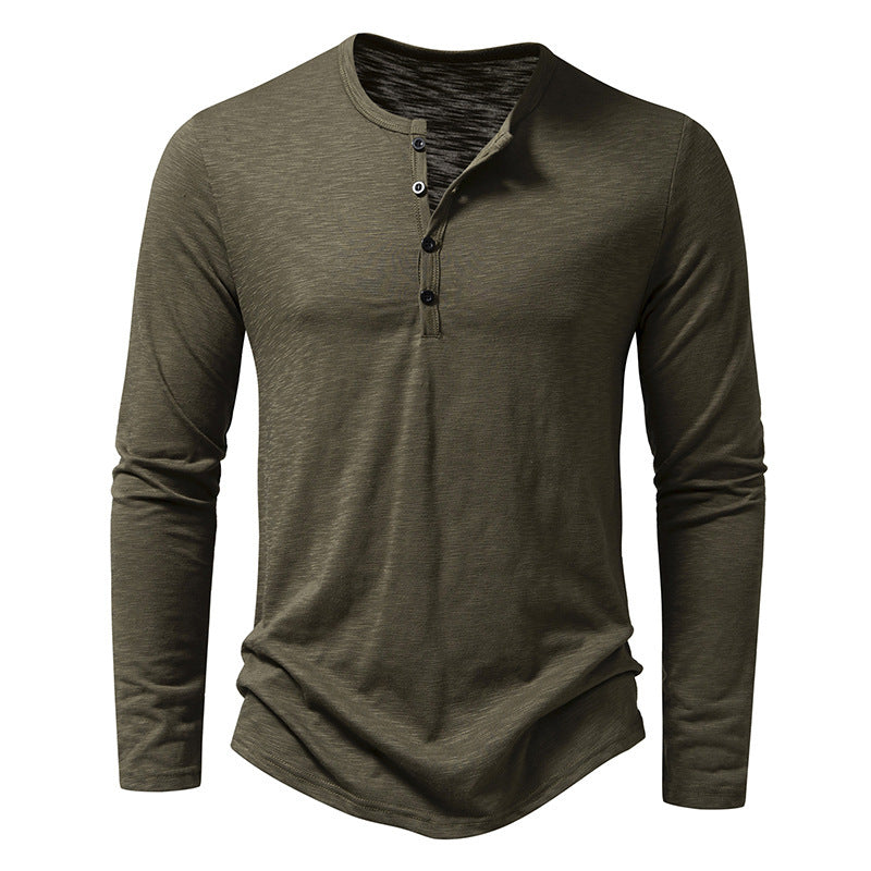 Men's Long-sleeved T-shirt Fashion Casual Solid Color Pullover