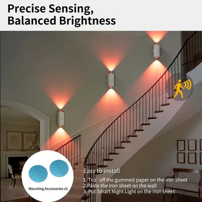 RGB Gradient LED Night Light With Motion Sensor Wall Lamp Rechargeable Ambient